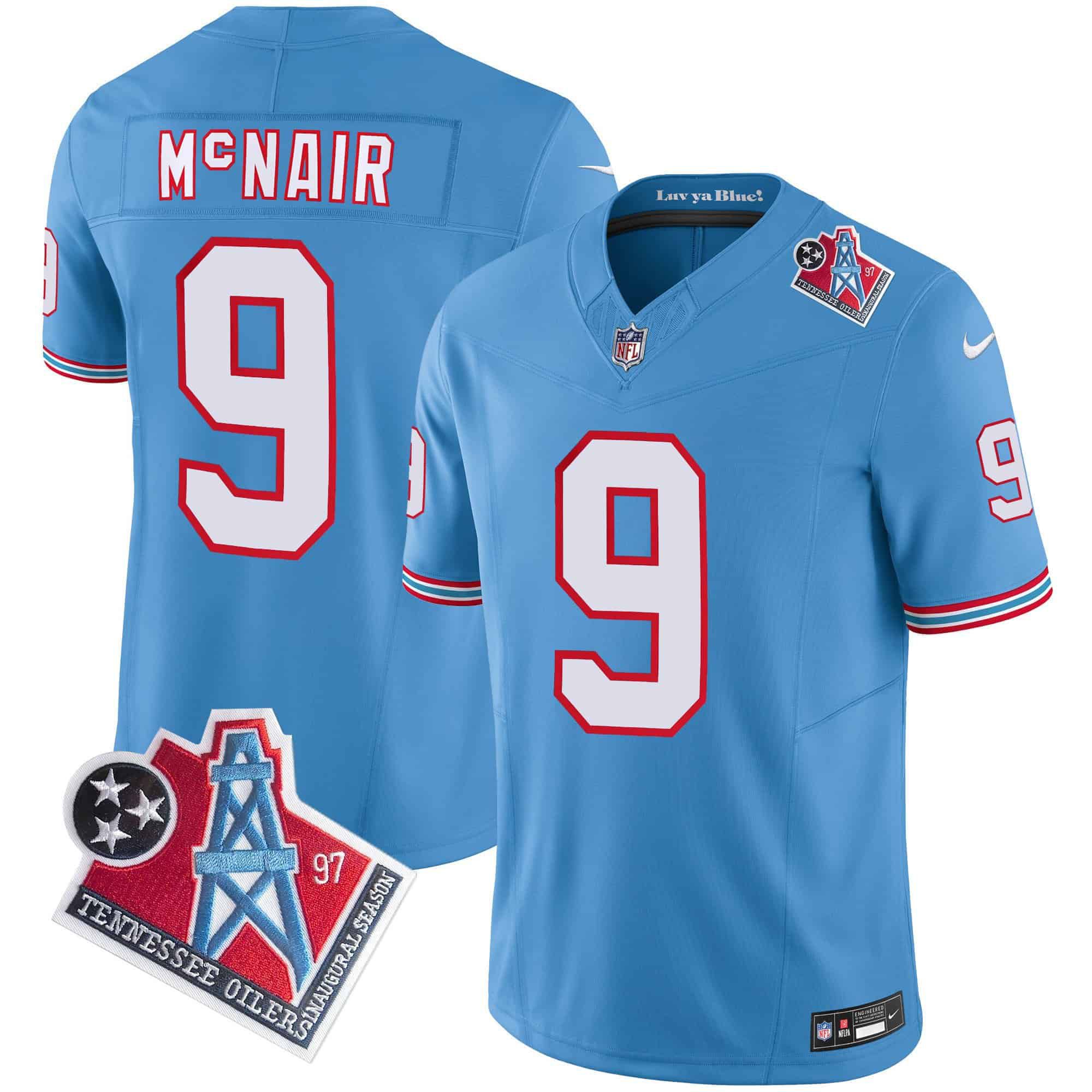 Men Tennessee Titans #9 Mcnair Light Blue 1997 Throwback 2024 Nike Limited Vapor NFL Jersey
